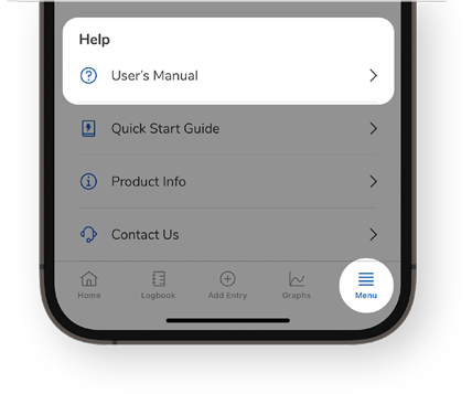 Screenshot of the SmartGuide apps’ Help section featuring a highlight over the User Manual