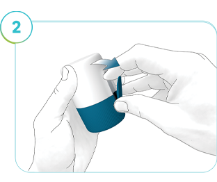  Illustration of Step 2: How to open the applicator via the pull tab.