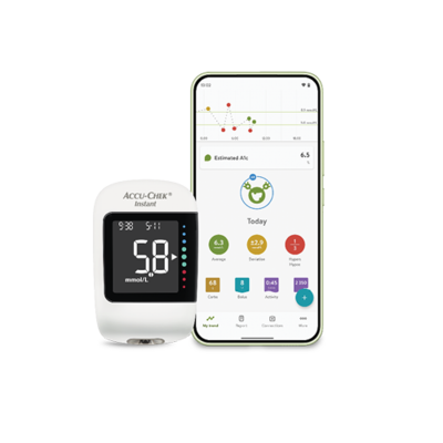 Image of the mySugr app screen and Instant meter